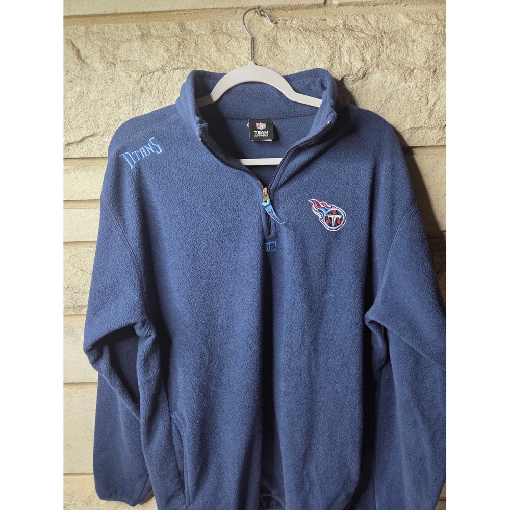 NFL Team Apparel Tennessee Titans Mens Navy‎ Blue Quarter Zip Fleece Pullover